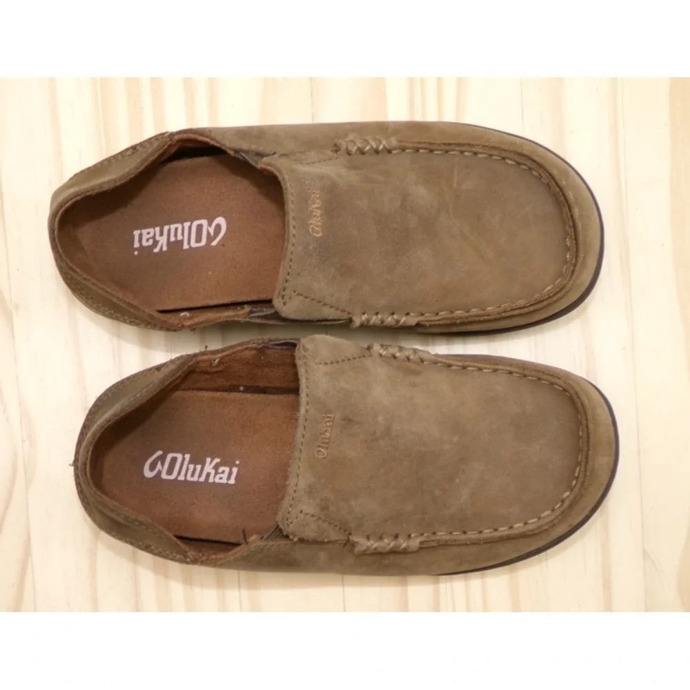 Olukai Moloa Boy Shoes Youth Boys Brown Size 2 Slip On Leather